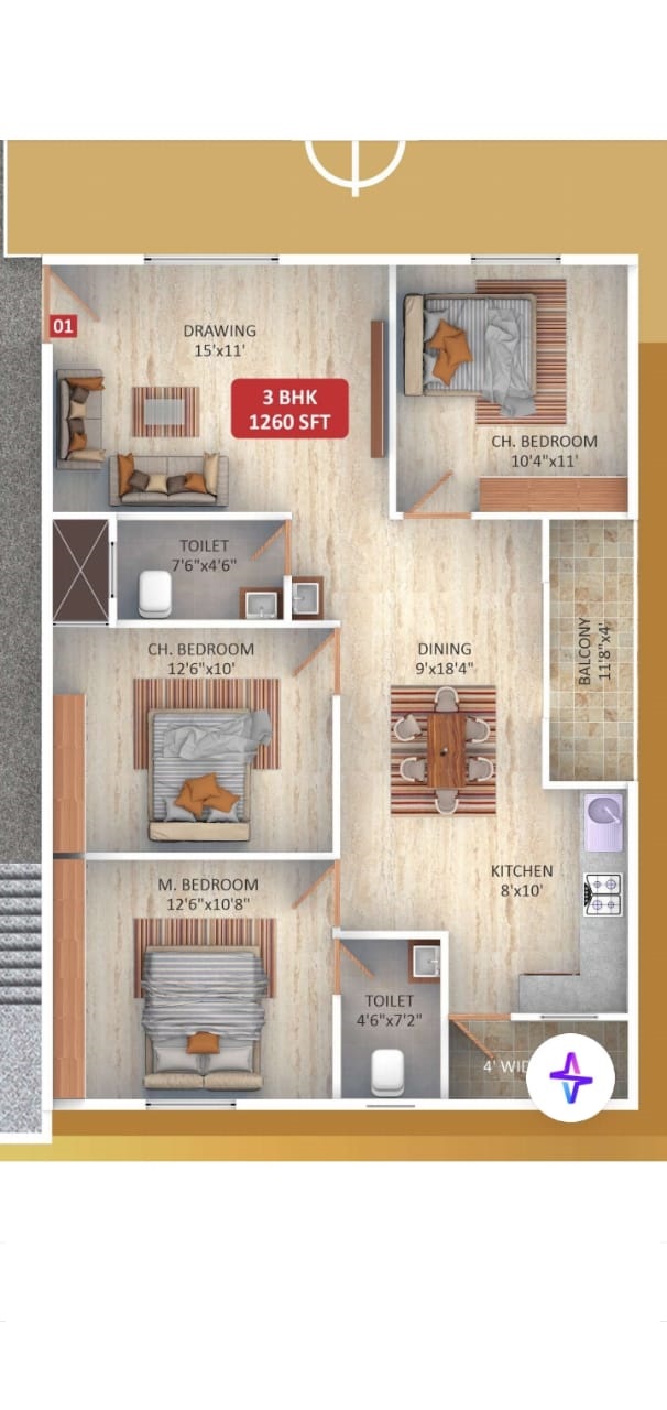 3bhk flat for sale in KR Puram